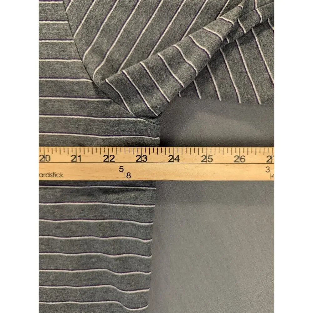 Ralph Lauren Polo Shirt Men's Large Gray Striped Golf Pima Cotton Short Sleeve
